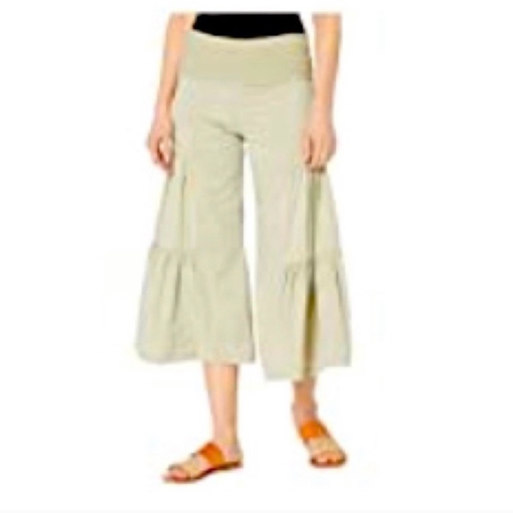 𝅺new-wearables by XCVI Wide Leg Cropped Palazzo w/side layered
